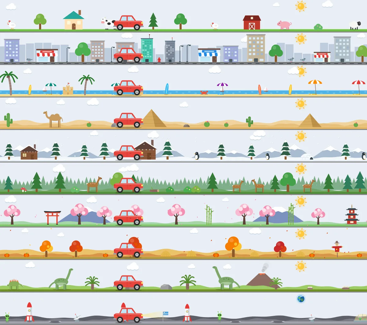 10 car scene themes